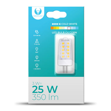 LED Bulb G4 Corn 3W 12V 6000K 350lm Forever Light