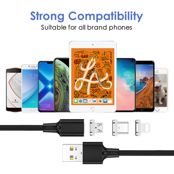 Forever Core 3in1 magnetic cable USB - Lightning + USB-C + microUSB 1,0 m black 20W