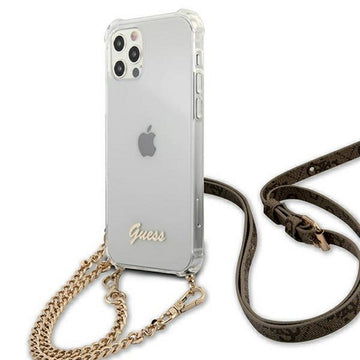 Guess case for iPhone 12 / 12 Pro 6,1&quot; GUHCP12MKC4GSGO transparent hard case 4G Gold Chain