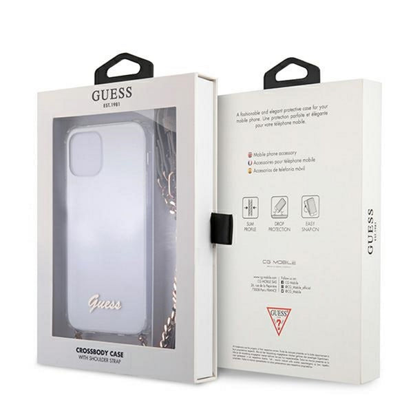 Guess case for iPhone 12 / 12 Pro 6,1&quot; GUHCP12MKC4GSGO transparent hard case 4G Gold Chain
