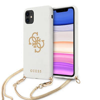 Guess case for iPhone 12 Pro Max 6,7&quot; GUHCP12LLSC4GWH white hard case 4G Gold Chain Collection