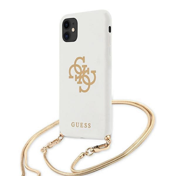Guess case for iPhone 12 Pro Max 6,7&quot; GUHCP12LLSC4GWH white hard case 4G Gold Chain Collection