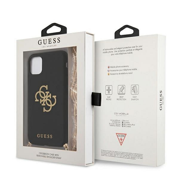 Guess case for iPhone 12 / 12 Pro 6,1&quot; GUHCP12MLSC4GBK black hard case 4G Gold Chain Collection