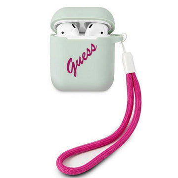 Guess case for AirPods GUACA2LSVSBF blue-fuchsia Silicone Vintage