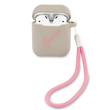 Guess case for AirPods GUACA2LSVSGP gray-pink Silicone Vintage