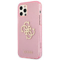 Guess case for iPhone 12 Pro Max 6,7&quot; GUHCP12LPCUGL4GPI pink hard case Glitter 4G Big Logo
