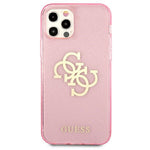 Guess case for iPhone 12 Pro Max 6,7&quot; GUHCP12LPCUGL4GPI pink hard case Glitter 4G Big Logo
