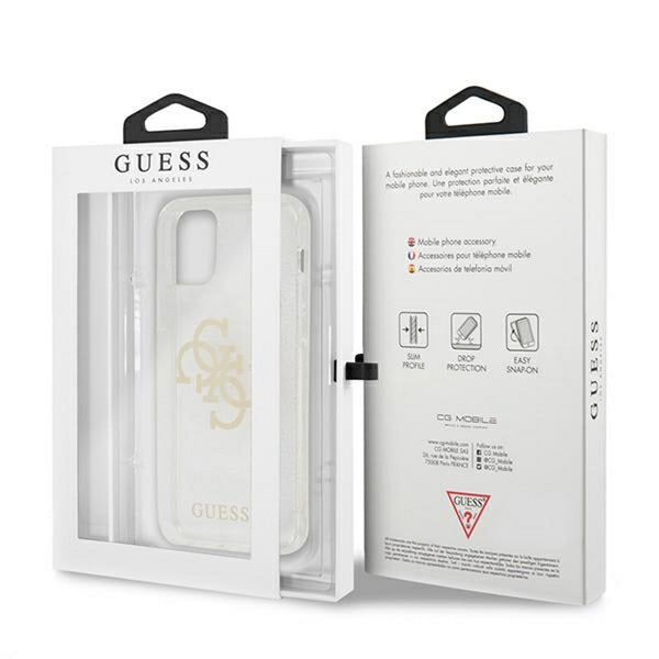 Guess case for iPhone 12 Pro Max 6,7&quot; GUHCP12LPCUGL4GTR transparent hard case Glitter 4G Big Logo