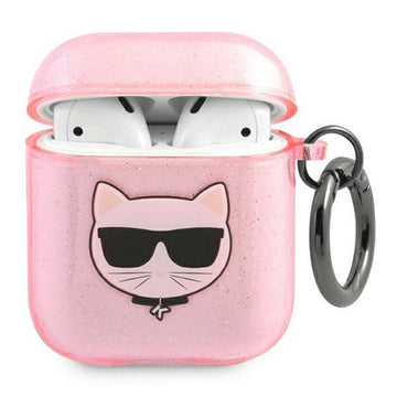 Karl Lagerfeld case for Airpods KLA2UCHGP pink Glitter Choupette