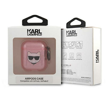 Karl Lagerfeld case for Airpods KLA2UCHGP pink Glitter Choupette