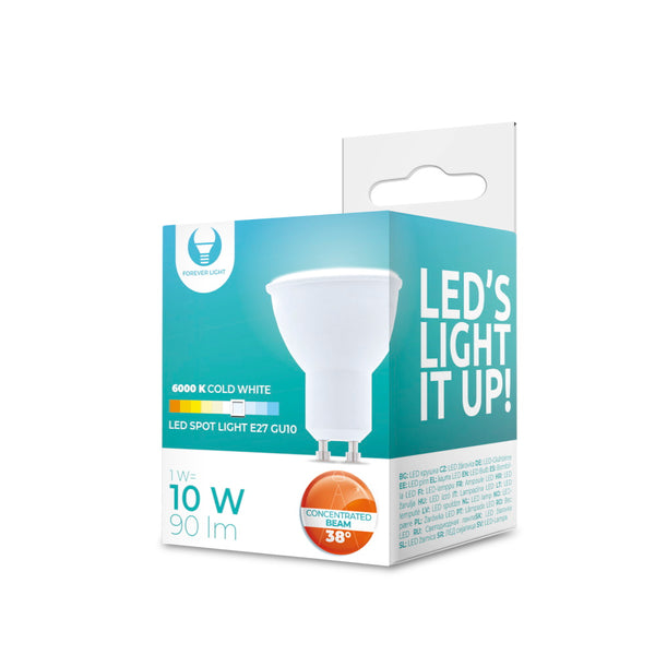 LED Bulb GU10 1W 230V 6000K 90lm 38° Forever Light