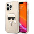 Karl Lagerfeld case for iPhone 13 Mini 5,4&quot; KLHCP13SKHTUGLGO gold hard case Glitter Karl`s Head