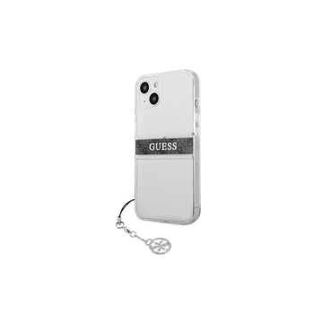 Guess case for iPhone 13 Pro / 13 6,1'' GUHCP13LKB4GGR transparent hard case 4G Grey Strap Charm