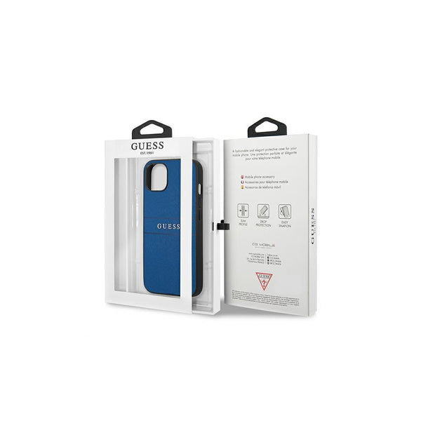 Guess case for iPhone 13 Mini 5,4'' GUHCP13SPSASBBL blue Saffiano Strap