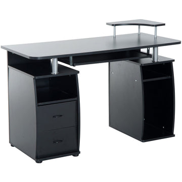 Zennor Thorpe Desk with Drawers & Sliding Keyboard Shelf - Black