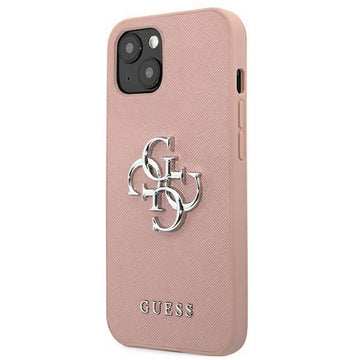 Guess case for iPhone 13 Mini 5,4&quot; GUHCP13SSA4GSPI pink hard case Saffiano 4G Metal Logo
