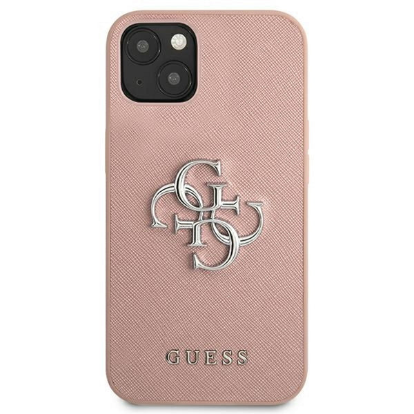 Guess case for iPhone 13 Mini 5,4&quot; GUHCP13SSA4GSPI pink hard case Saffiano 4G Metal Logo