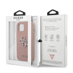 Guess case for iPhone 13 Mini 5,4&quot; GUHCP13SSA4GSPI pink hard case Saffiano 4G Metal Logo