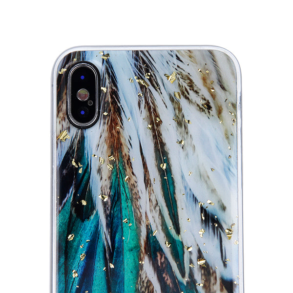 Gold Glam case for iPhone X / XS feathers