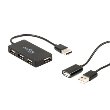 Maxlife Home Office USB 2.0 hub USB - 4x USB 0,15 m black + cable 1,5 m