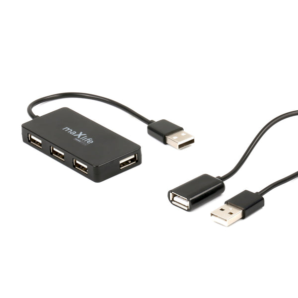 Maxlife Home Office USB 2.0 hub USB - 4x USB 0,15 m black + cable 1,5 m