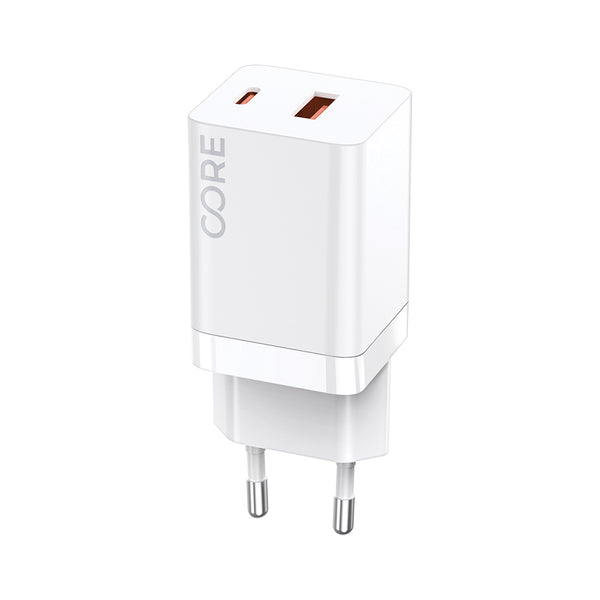 Forever Core Smart PD+ QC 3.0 charger 1x USB + 1x USB-C 30W white