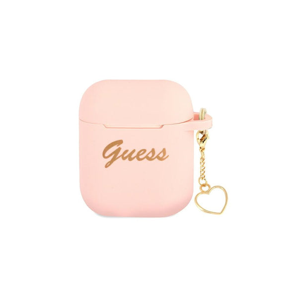 Guess case for Airpods / Airpods 2 GUA2LSCHSP pink Silicone Heart Charm