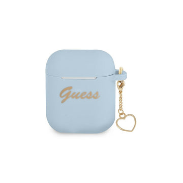 Guess case for Airpods / Airpods 2 GUA2LSCHSB blue Silicone Heart Charm