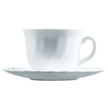 Set of Mugs with Saucers Luminarc Trianon (4 pcs) White Glass 280 ml 4 Pieces