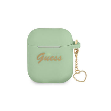 Guess case for Airpods / Airpods 2 GUA2LSCHSN green Silicone Heart Charm