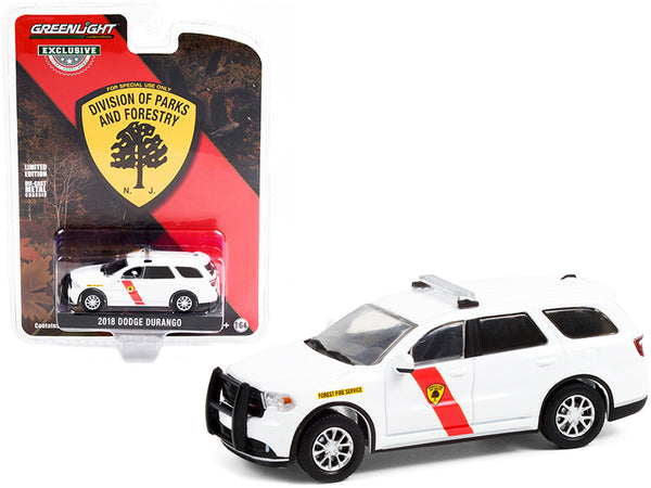 2018 Dodge Durango White with Red Stripes \"New Jersey State Forest Fire Service\" \"Hobby Exclusive\" 1/64 Diecast Model Car by Greenlight