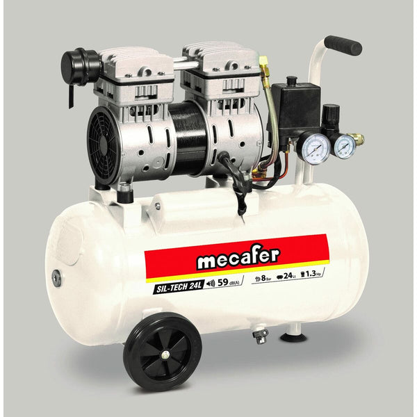 Air Compressor MECAFER 425523 Horizontal Silent 8 bar 24 L