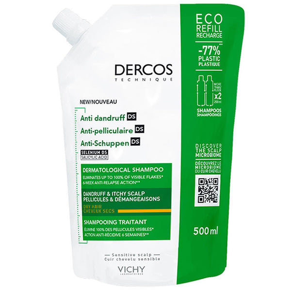 "Dercos Anti-dandruff Shampoo Dry Hair Ecorefill 500ml"