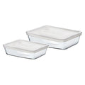 Set of lunch boxes Pyrex C&F (2 pcs) Transparent Borosilicate Glass 22 x 17 cm/25 x 20 cm