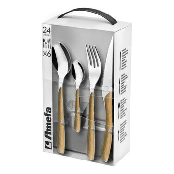 Cutlery set Amefa 2274PWPA10C40 Wood Metal Stainless steel 24 Pieces