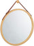 CARLA HOME Hanging Round Wall Mirror 38 cm - Solid Bamboo Frame and Adjustable Leather Strap for Bathroom and Bedroom