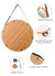 CARLA HOME Hanging Round Wall Mirror 38 cm - Solid Bamboo Frame and Adjustable Leather Strap for Bathroom and Bedroom