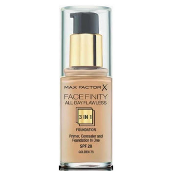 "Max Factor Facefinity 3 In 1 Primer, Concealer And Foundation Spf20 75 Golden 30ml"