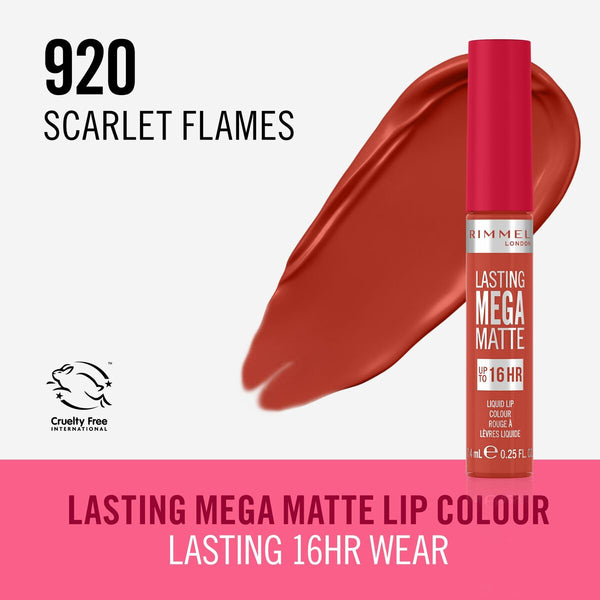 Tekoča šminka Rimmel London Lasting Mega Matte Nº 920 Scarlet Flames 7,4 ml