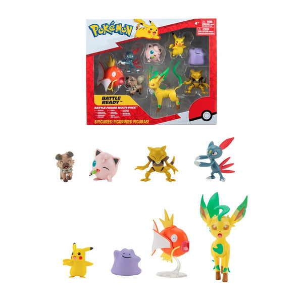 Action Figure Pokémon Pikachu, Sneasel, Magikarp, Abra, Rockruff, Ditto, Bayleef & Jigglypuff