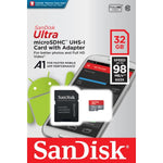 SanDisk Micro SD 32GB Classe A1, 98MB/s + Adattatore SD