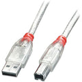 Kabel USB A v USB B LINDY 41753 Bela Prozorno