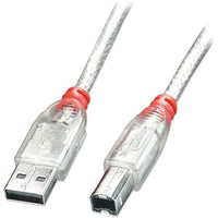 USB A zu USB-B-Kabel LINDY 41755 Durchsichtig 5 m