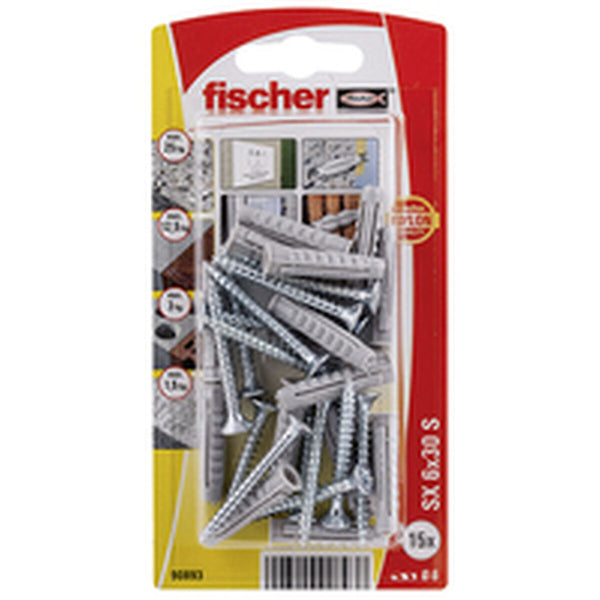 Chevilles et vis Fischer Chevilles et vis 15 Unités (6 x 30 mm)