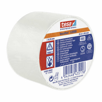 Ruban isolant TESA tesaflex 53988 Homologué Blanc PVC (25 m x 50 mm)