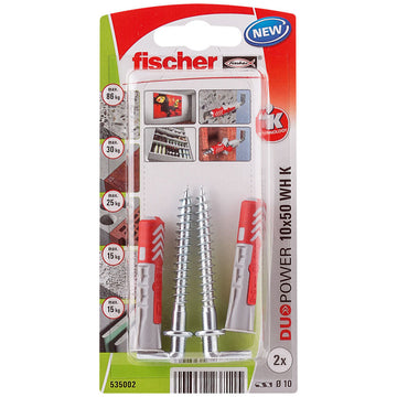 Pitons Fischer DuoPower 535002 Crampons 2 Unités Ø 10 x 50 mm