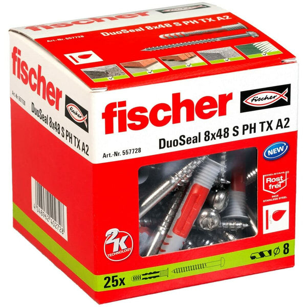 Chevilles et vis Fischer DuoSeal 557728 S A2 Imperméables Ø 8 x 48 mm