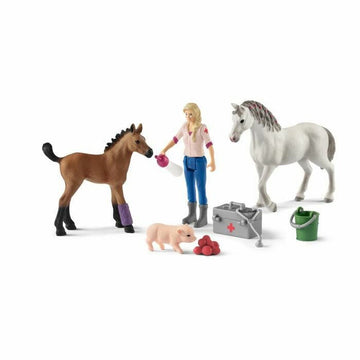 Playset Schleich Vet visiting mare and foal Cheval Plastique