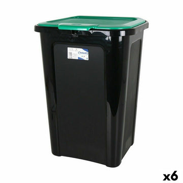Rubbish Bin Tontarelli Coverline Green 44 L Black 38,5 x 34,5 x 54,5 cm (6 Units)