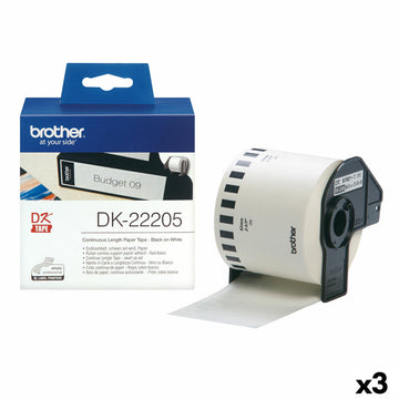 Continuous Roll of Paper Brother DK-22205 Black/White (3 Units)